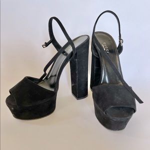 Gucci Black Suede Platforms 38